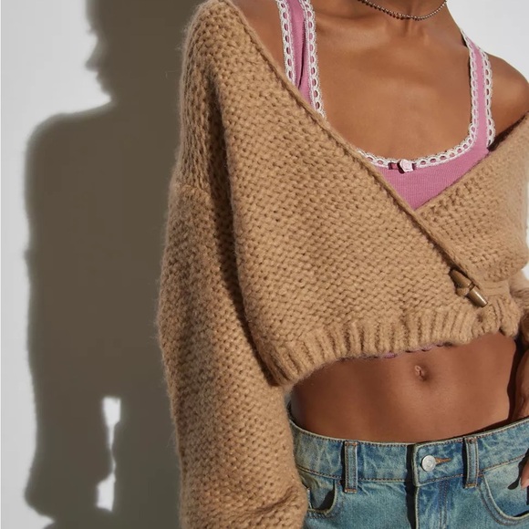 Wrap Cardigan - Urban Outfitters brown wool - Picture 4 of 4